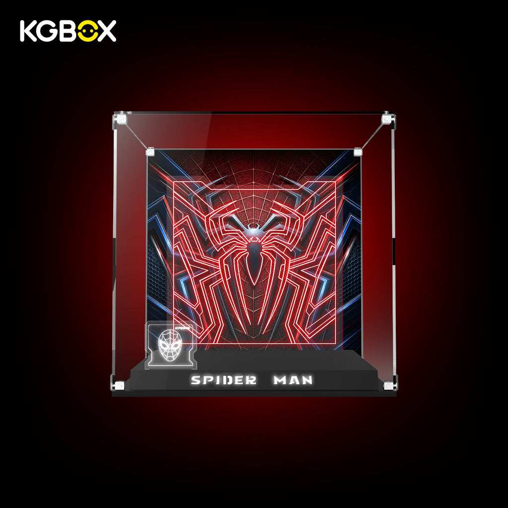 Empty KGBOX Premium Collector Modular Edition showcase with LED lighting, nameplate and laser‑etched insert, UV backplate , no LEGO figure