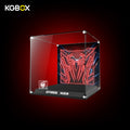 Side profile of KGBOX Premium Collector Modular Edition lit display case for LEGO 76346 Spider‑Man Hero Figure