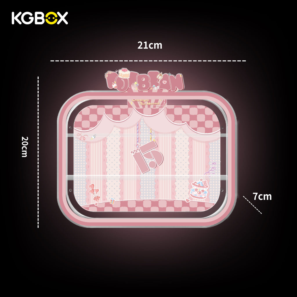 Official dimension size chart for KGBOX acrylic display case compatible with POP MART Celebrate This Moment Pop Bean blind box figures