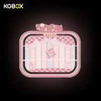 KGBOX wall & tabletop acrylic display case with POP MART Celebrate This Moment Pop Bean, magnetic front panel and custom UV printed themed backdrop