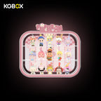 KGBOX wall & tabletop acrylic display case with POP MART Celebrate This Moment Pop Bean mini figures, magnetic front panel and custom UV printed themed backdrop