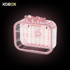 Side view of empty KGBOX acrylic display case for POP MART Celebrate This Moment Pop Bean, one-piece design for wall mount and tabletop display