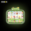 KGBOX wall & tabletop acrylic display case with POP MART Going Outing With Me Pop Bean mini figures, magnetic front panel and custom UV printed themed backdrop