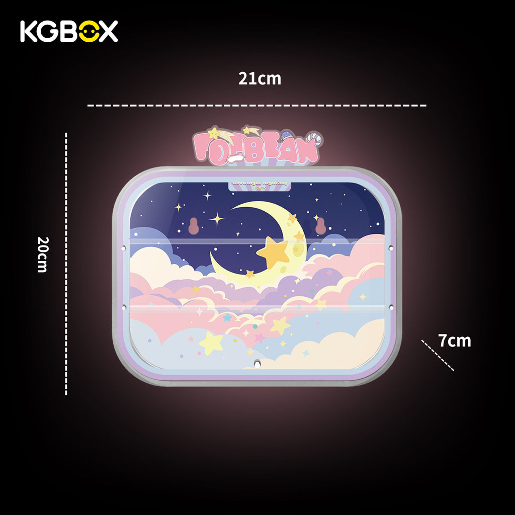 Official size dimension chart of KGBOX acrylic display case compatible with POP MART Goodnight Sky Pop Bean blind box figures