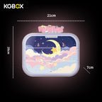Official size dimension chart of KGBOX acrylic display case compatible with POP MART Goodnight Sky Pop Bean blind box figures