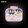 KGBOX wall & tabletop acrylic display case with POP MART Goodnight Sky Pop Bean mini figures, magnetic front panel and custom UV printed themed backdrop