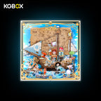 KGBOX reinforced display case with border back-light glowing outer frame, wave panel and display stand for POP MART THE MONSTERS Chasing Mermaids