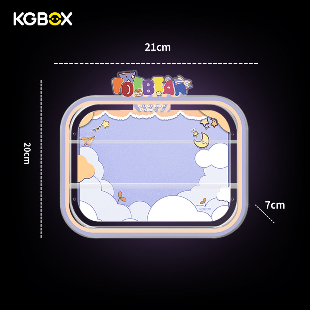 Official dimension size chart for KGBOX acrylic display case compatible with POP MART Pajama Cross Dressing Pop Bean blind box figures