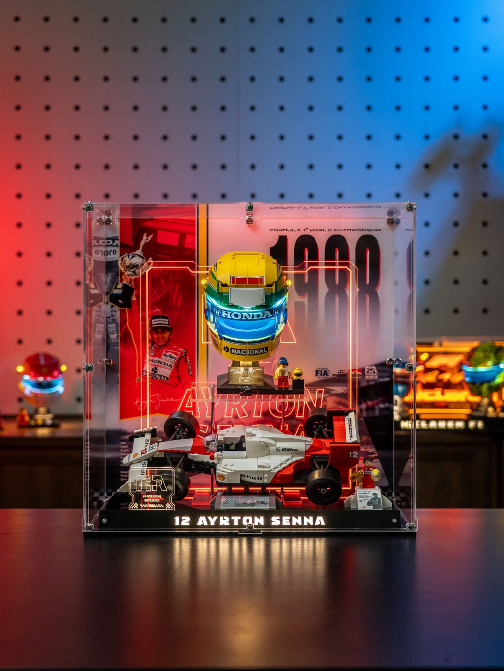 Display Case for LEGO 43024 Ayrton Senna Helmet LED & UV Printing | KGBOX Case