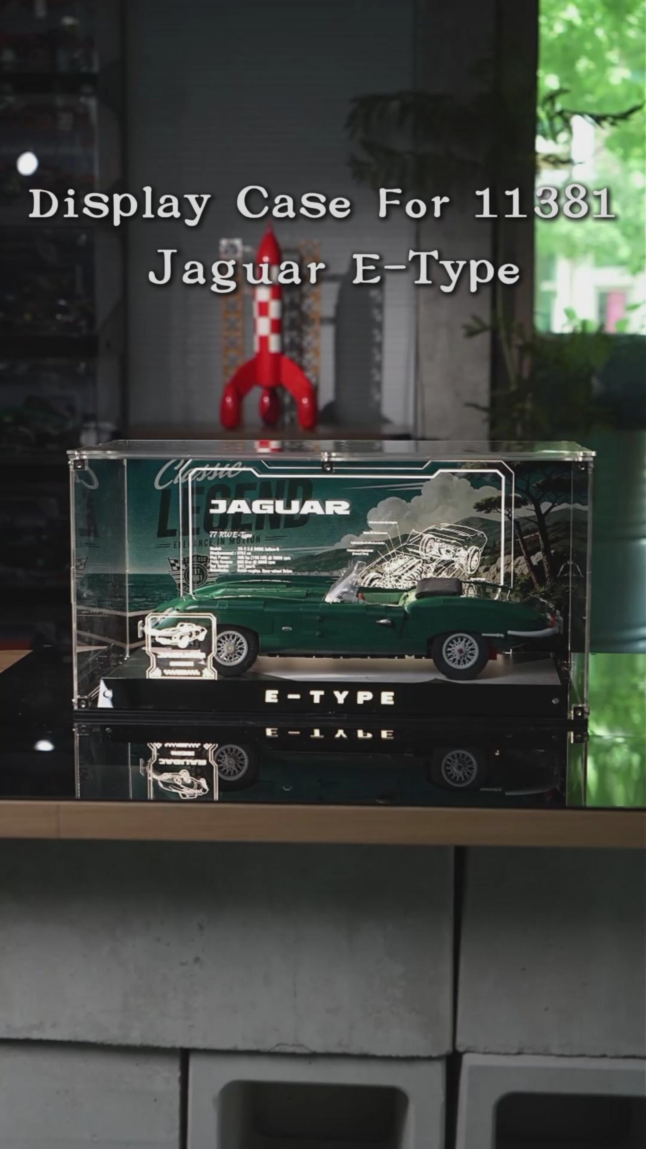 LED UV Display Case for LEGO 11381 Jaguar E-Type | KGBOX