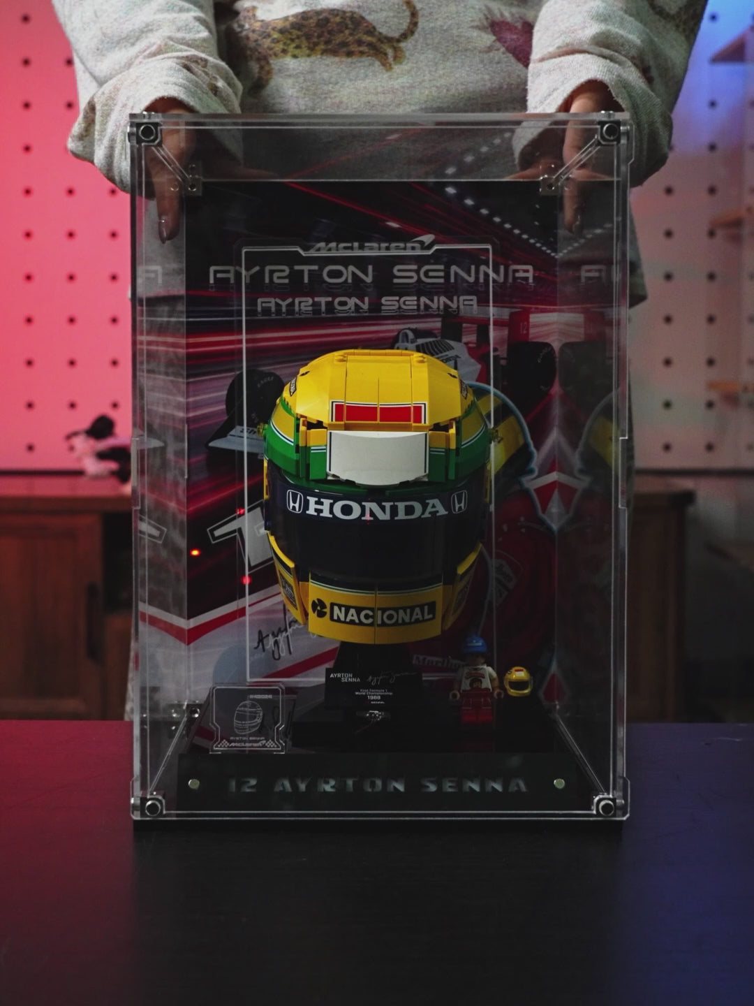Display Case for LEGO 43024 Ayrton Senna Helmet LED & UV Printing | KGBOX Case