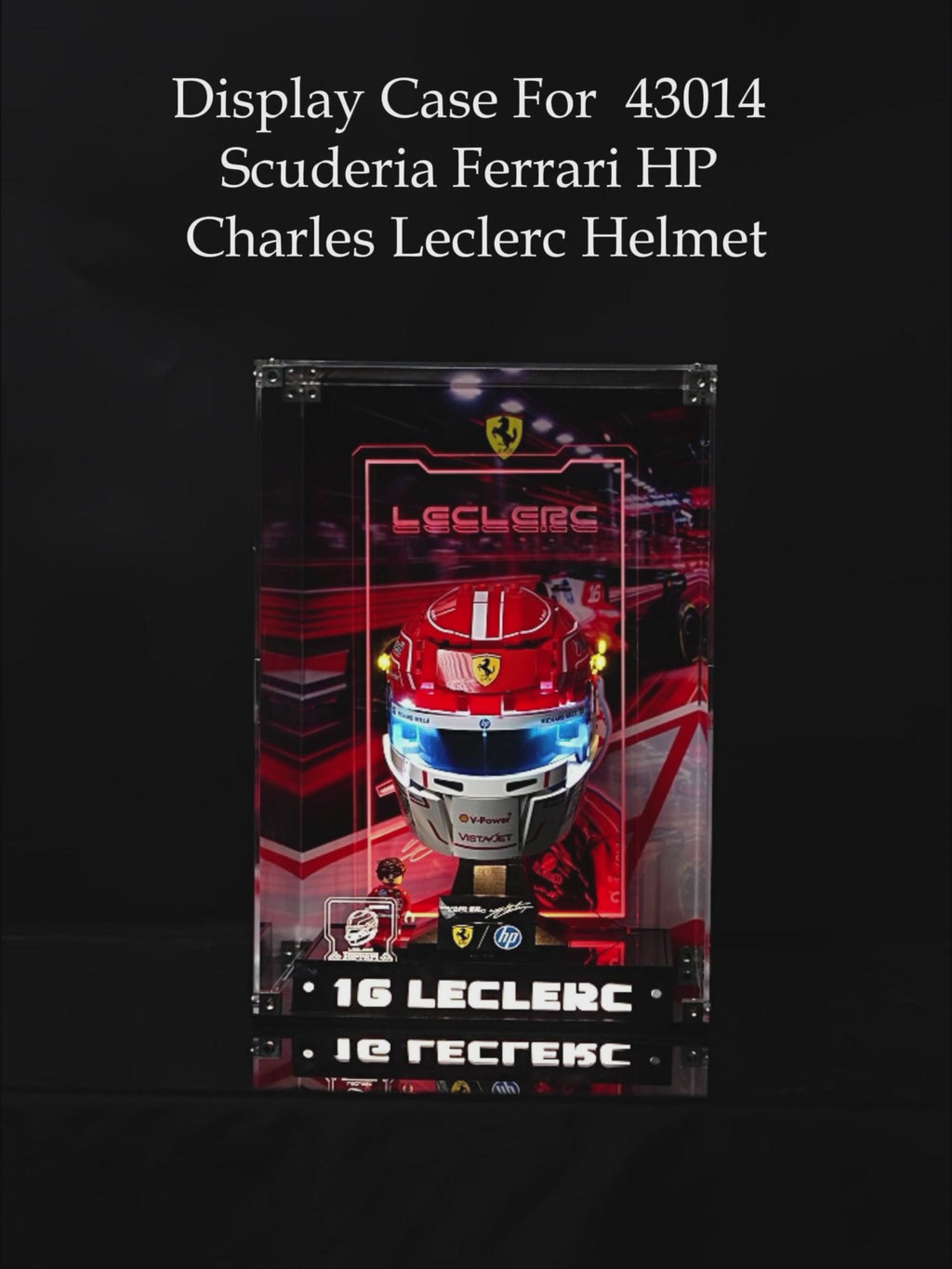 LEGO Charles Leclerc Ferrari Helmet (43014) LED & UV Printing Display Case | KGBOX Case
