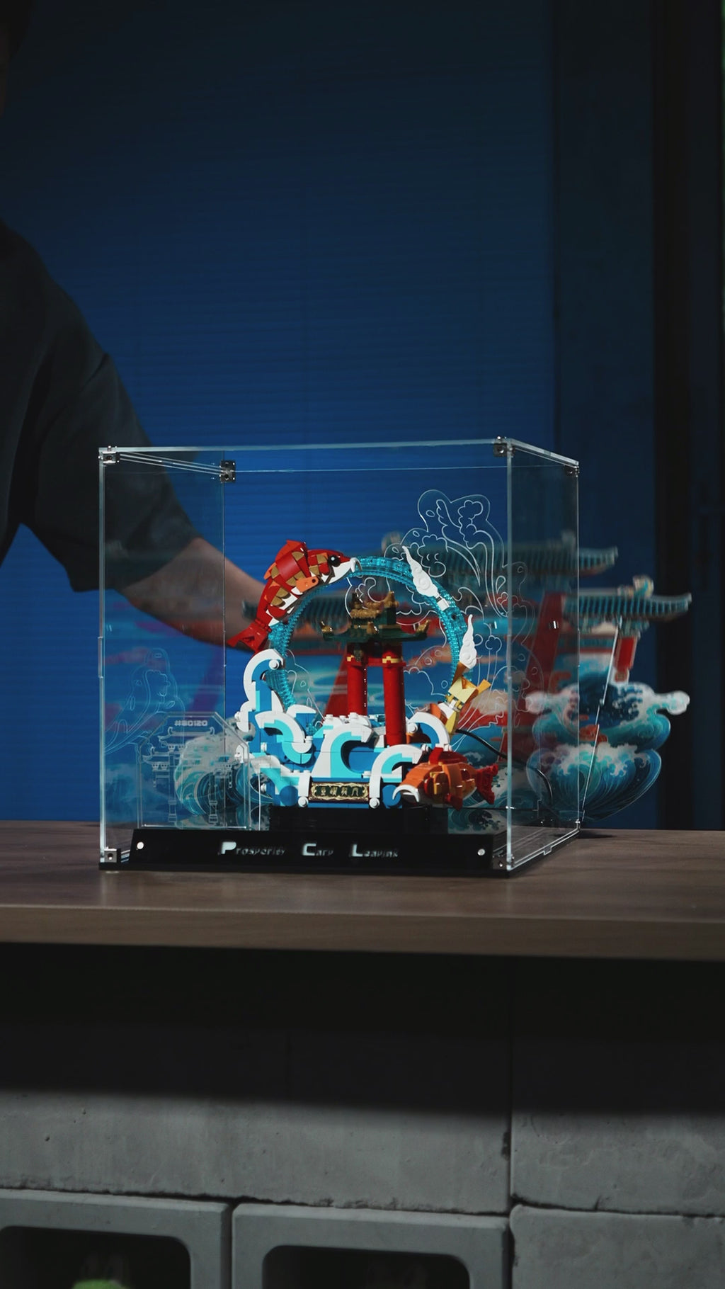 LED Display Case for LEGO 80120 Prosperity Carp Leaping