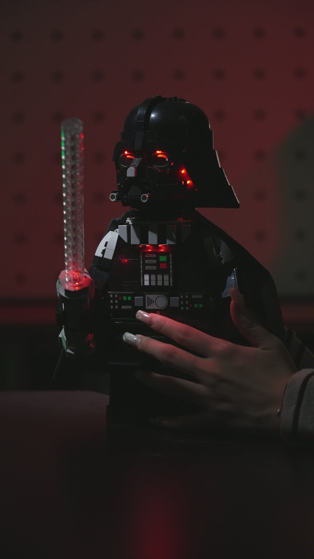 KGBOX Premium Display Case for LEGO 75461 Up-Scaled Darth Vader Minifigure - LED & UV Print
